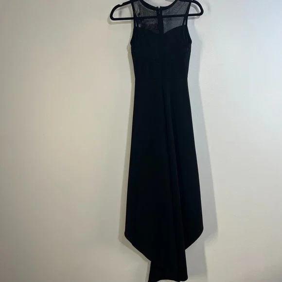 90’s Speechless Black Sheer Mesh and Floral Embroidery Hi-Low Dress XS - Picture 2 of 10